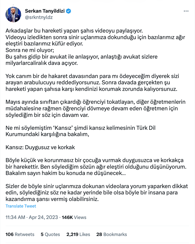 serkan tanyildizi ndan toplumun sinir uclarina dokunan videolarla ilgili uyari yorum yaparken dikkatli olun ceza alabilirsiniz